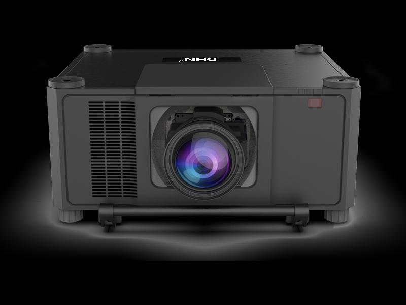 Projector with blue-lit lens